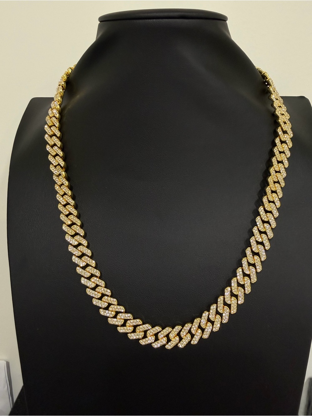 Invicta Elements Men’s Iced Out Cuban Gold Color Pavé Link Necklace Jewelry